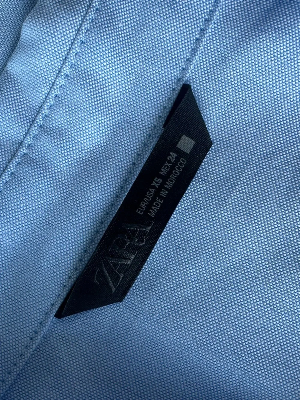 Zara Short Oxford Shirt XS Blue - Picture 4 of 4
